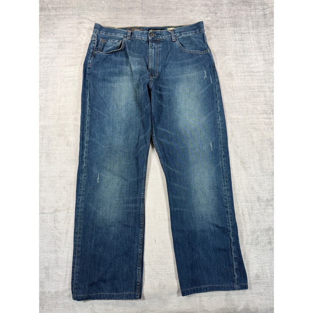Tommy Hilfiger Jeans Mens 36x32 Blue Denim Raw Relaxed Straight Leg Y2K Skater